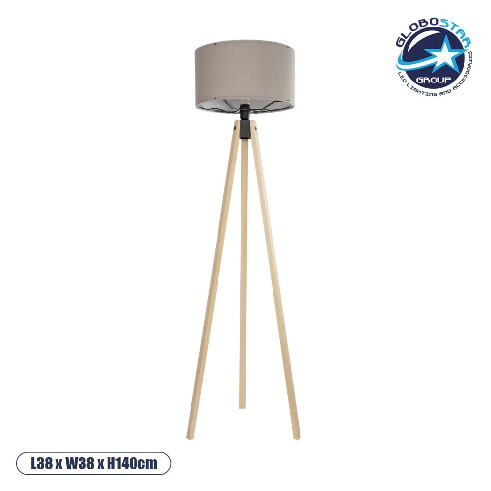 GLOBOSTAR® SAGA 204-0048 Μοντέρνο Επιδαπέδιο Φωτιστικό με Ντουί 1 x E27 AC 220-240V IP20 - Μπεζ & Γκρι - Μ38 x Π38 x Υ140cm